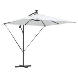 Berkfield Home Cantilever Banana Parasol with Lock Sand 249 x 249 x 250 cm in Natural - thumbnail 1
