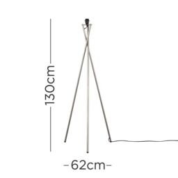 ValueLights Camden Brushed Chrome Metal Stem Tripod Floor Lamp Base in Silver - thumbnail 8