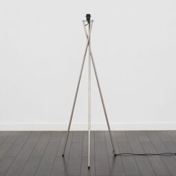 ValueLights Camden Brushed Chrome Metal Stem Tripod Floor Lamp Base in Silver