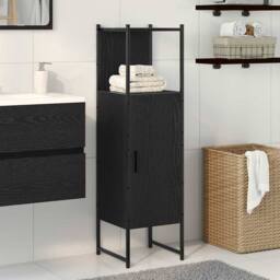 Berkfield Home Stylish Bathroom Cabinet Black Oak 33x33x120, 5 cm Engineered Wood - thumbnail 2