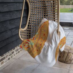 Benjamin Tate Design Egyptian Hieroglyphs Blanket in Natural - Size: 120 cm x 150 cm - thumbnail 4