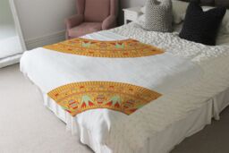 Benjamin Tate Design Egyptian Hieroglyphs Blanket in Natural - Size: 120 cm x 150 cm - thumbnail 3