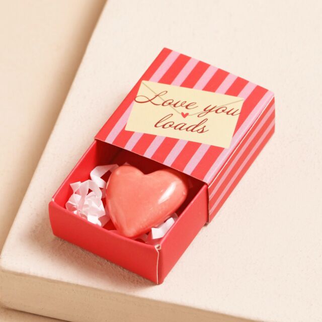 Lisa Angel Women's Tiny Matchbox Love You Ceramic Heart Token in Light Red - image 1
