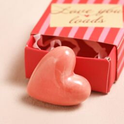 Lisa Angel Women's Tiny Matchbox Love You Ceramic Heart Token in Light Red - thumbnail 2