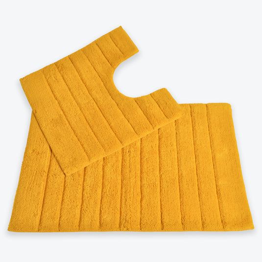 Allure Bath Fashions Ribbed Two Piece Bath Mat & Toilet Mat Set in Mustard - image 1