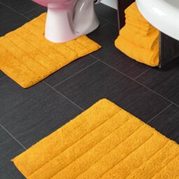 Allure Bath Fashions Ribbed Two Piece Bath Mat & Toilet Mat Set in Mustard - thumbnail 2