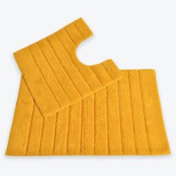 Allure Bath Fashions Ribbed Two Piece Bath Mat & Toilet Mat Set in Mustard - thumbnail 1