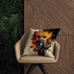 Warren Reed - Designer Cheetah Face Splashart Outdoor Cushion in Yellow - Size: 45 cm x 45 cm - thumbnail 2