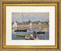 Frames & Mirrors 4U Green Boat Mounted & Framed Print in Gold Dahlia Frame 91 x 71 CM - Size: 99 cm x 66 cm