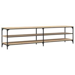 Berkfield Home TV Cabinet Sonoma Oak 200x30x50 cm Engineered Wood & Metal in Brown - Size: 200 x 30 x 50 cm - thumbnail 3