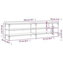 Berkfield Home TV Cabinet Sonoma Oak 200x30x50 cm Engineered Wood & Metal in Brown - Size: 200 x 30 x 50 cm - thumbnail 9