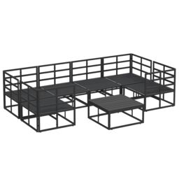Berkfield Home Garden Sofa Set 7 pcs Black Aluminium - thumbnail 8