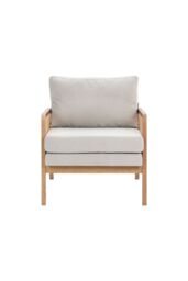 Living and Home Upholstered Wooden Side Rattan Armchair With Cushion Beige - thumbnail 5