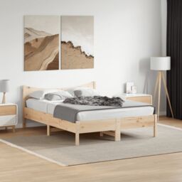 Berkfield Home Bed Frame without Mattress 140x200 cm Solid Wood Pine in Brown - thumbnail 1