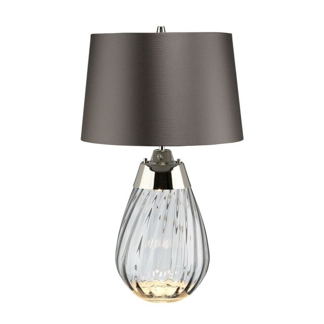 Loops Table Lamp Smoke tinted Glass & Slate Shade LED E27 60W Bulb d01890 in Clear