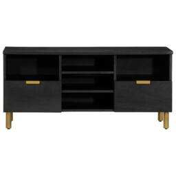 Berkfield Home TV Cabinet Black 100x33x46 cm Engineered Wood - Size: 100 x 33 x 46 cm