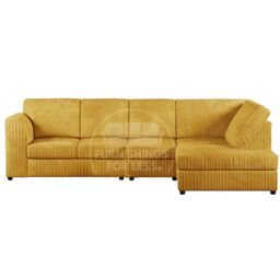 Furnishings For Less UK Luxor Jumbo Cord Large 5 Seater Corner Sofa Long Right Hand Full Back in Mustard
