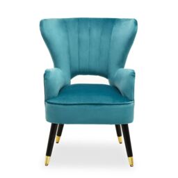 Orsina Green Velvet Armchair, Accent Chair With Gold Finish Rubberwood Legs, Modern Design Highback Chair - thumbnail 2
