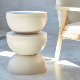 sweeek Side table, end table, bedside table metal Ø32 x H46.5cm in Cream - thumbnail 4