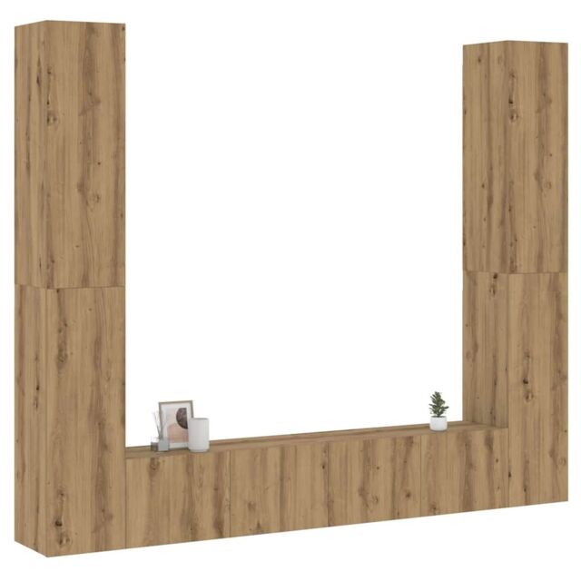 Berkfield Home Wall Mounted TV cabinets 6 pcs Artisan Oak Engineered Wood in Brown - image 1