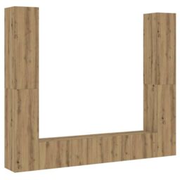 Berkfield Home Wall Mounted TV cabinets 6 pcs Artisan Oak Engineered Wood in Brown - thumbnail 2