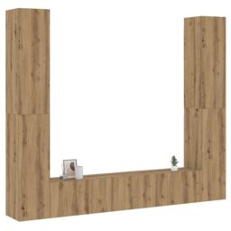 Berkfield Home Wall Mounted TV cabinets 6 pcs Artisan Oak Engineered Wood in Brown - thumbnail 1