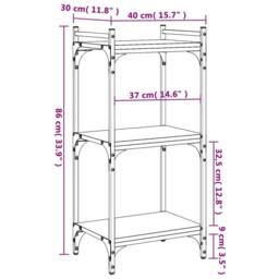 Berkfield Home Decorative Bookcase 3-Tier Grey Sonoma 40x30x86 cm Engineered Wood - Size: 40 x 30 x 86 cm - thumbnail 9
