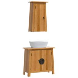 Berkfield Home Beautiful 2 Piece Bathroom Furniture Set Solid Wood Pine in Brown