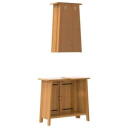 Berkfield Home Beautiful 2 Piece Bathroom Furniture Set Solid Wood Pine in Brown - thumbnail 7