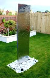 Primrose Freestanding Stainless Steel Water Wall Cascade Water Feature Fountain in Metallic Silver - thumbnail 4