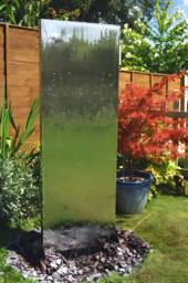Primrose Freestanding Stainless Steel Water Wall Cascade Water Feature Fountain in Metallic Silver - thumbnail 1
