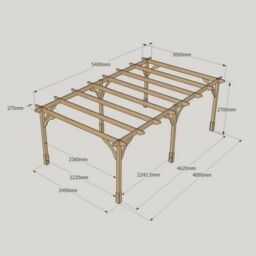 Rutland County Garden Furniture Ltd Premium Pergola 6 Posts - Wood - L300 x W540 x H270 cm - Rustic Brown in Light Green - thumbnail 6