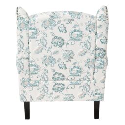 Living and Home Vintage Upholstered Armchair with Wooden Legs in Blue - thumbnail 4