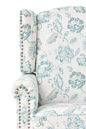 Living and Home Vintage Upholstered Armchair with Wooden Legs in Blue - thumbnail 6