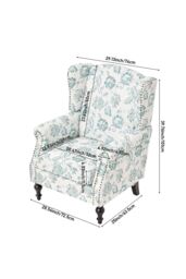 Living and Home Vintage Upholstered Armchair with Wooden Legs in Blue - thumbnail 5