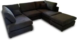 Furniture 786 Harper 5 seater U shaped Chenille Fabric Corner Sofa in Black - thumbnail 3