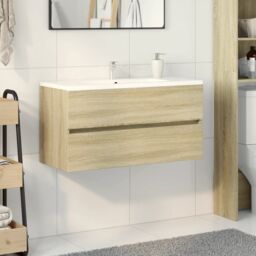 Berkfield Home Sink Cabinet Sonoma Oak 90x38.5x45 cm Engineered Wood - thumbnail 1