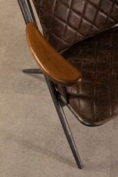 Orsina Modern Genuine Grey Leather Chair, Decorative Armchair, Occasional Chair, Quilted Upholstered Accent Seat in Dark Brown - thumbnail 3
