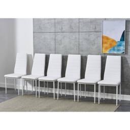 KOSY KOALA Black Glass Dining Table With Set of 6 White Faux Leather Chairs - thumbnail 3