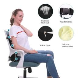 KORVIXA Back Support Cushion - Full Lumbar Support in Black - Size: 120 cm x 150 cm - thumbnail 5