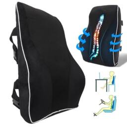 KORVIXA Back Support Cushion - Full Lumbar Support in Black - Size: 120 cm x 150 cm