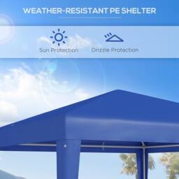 OUTSUNNY Garden Gazebo Marquee Party Tent Wedding Canopy Patio 2.7 x 2.7m in Blue - thumbnail 4
