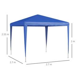 OUTSUNNY Garden Gazebo Marquee Party Tent Wedding Canopy Patio 2.7 x 2.7m in Blue - thumbnail 3