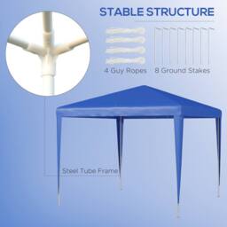 OUTSUNNY Garden Gazebo Marquee Party Tent Wedding Canopy Patio 2.7 x 2.7m in Blue - thumbnail 6