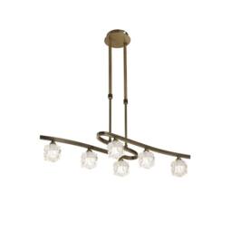 Netlighting Ice Telescopic Semi Flush Convertible 6 Light G9 Antique Brass in Bronze