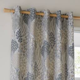 Wylder Ophelia Floral Room Darkening Eyelet Curtain Pair in Blue - Size: 168 cm width x 229 cm drop - thumbnail 2