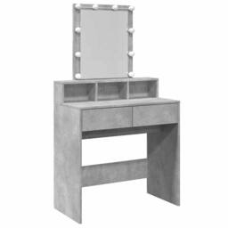 Berkfield Home Dressing Table with LED Concrete Grey 80x41x144.5 cm