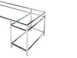 Vente-unique Desk With 2 Shelves - Toughened Glass & Steel - Silver - TIZIO in Clear - thumbnail 6