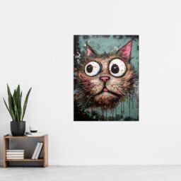 "Artery8 Wall Art Print Graffiti Street Art Bug Eyed Cat Artwork By Tom Jones Poster - Size: W18"" x H24""" - thumbnail 4