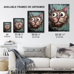 "Artery8 Wall Art Print Graffiti Street Art Bug Eyed Cat Artwork By Tom Jones Poster - Size: W18"" x H24""" - thumbnail 3